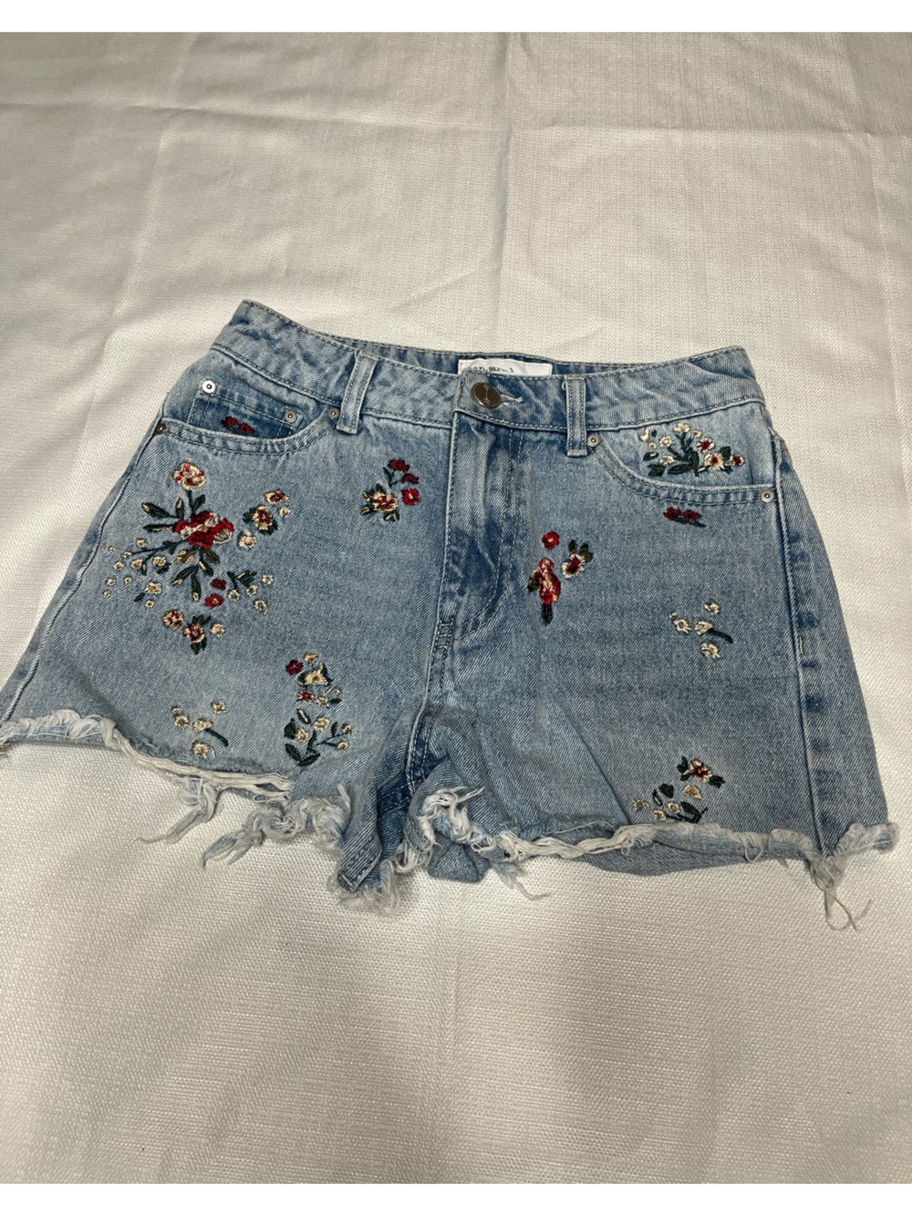 Banjara Boho 100% Cotton Floral Cutoff Denim Shorts - Bohemian Distressed Jorts